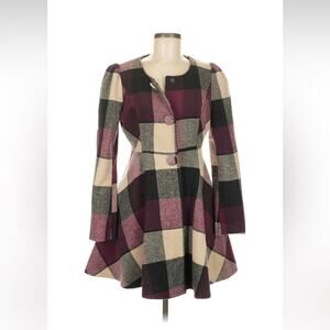 Ryu purple plaid fit and flare peacoat, size med